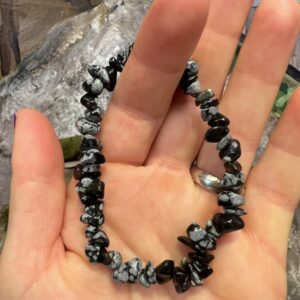 Obsidian snefnug armbånd