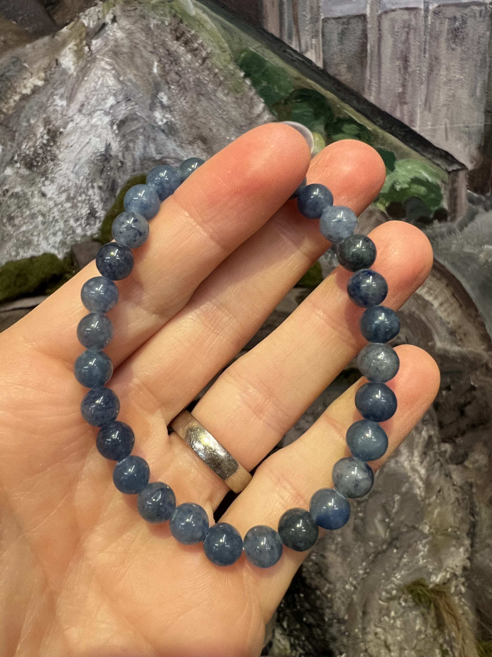 Blå kvarts armbånd